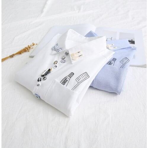 Lamtrip Colorful Buttons Toothpaste Toothbrush Cartoon Kawaii Long Sleeve Shirt Blouse Top Girl