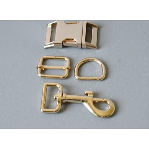 10 Sets 25mm Metal D Ring Belt Straps Slider Breakaway Side Release Buckle Spring Hook Diy Dog Collar Leash Sewing Accessories