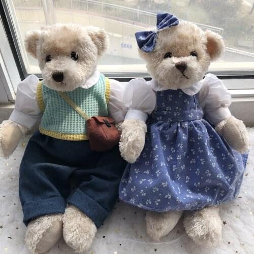 Cute Retro Teddy Bear with Cloth 40cm High Quality Plush Toy Lovely Stuffed Animal Rag Doll Baby Kid Children Xmas Birthday Gift