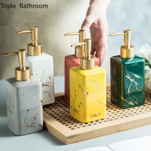 Nordic Liquid Soap Dispenser Ceramic Bathroom Supplies Toilet Shower Gel Shampoo Dispensing Bottle Wristband Hand Dispenser