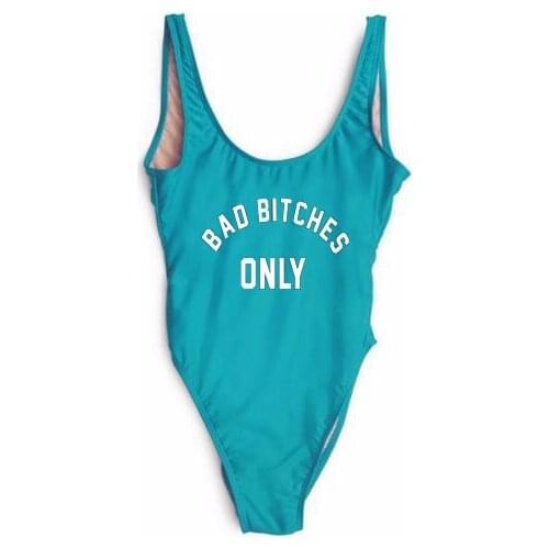 BAD BITCHES ONLY one piece bathing suits low back bodysuit beachwear Plunge Neck women high quality bathing suit