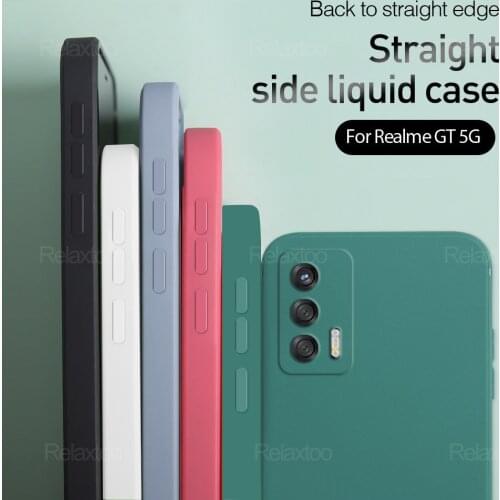 For Realme GT Case Square Liquid Silicone Soft Cover For Oppo RealmeGT 5G Realmi Realmy G T TG Neo Camera Shockproof Phone Coque