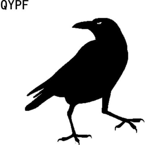 QYPF 14.6cm*15.5cm Cartoon Fun Crow Vinyl Car Sticker Decor Decal Black Silver Accessories C15-1155