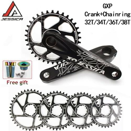 JESSICA MTB GXP Crankset Narrow Wide 32T/34T/36T/38T Bicycle GXP Chainring Offset 3mm Aluminum Alloy 170 Crank Bike Part