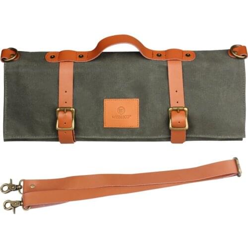 ARMYQZ Chef Knife Bag Canvas Roll Bag Carry Case Bag Kitchen Cooking Portable Durable Storage with 11 Pockets