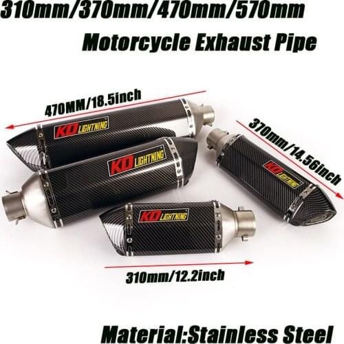 310mm/370mm/470mm/570mm Exhaust Vent Tubes Silencer System Tail Stainless Removable DB Killer Silp on 38-51mm Muffler