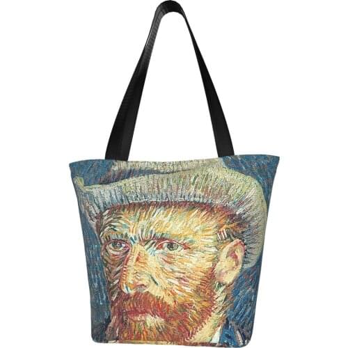 Van Gogh,Self Portrait Polyester outdoor girl handbag, woman shopping bag, shoulder bag, canvas bag, gift bag