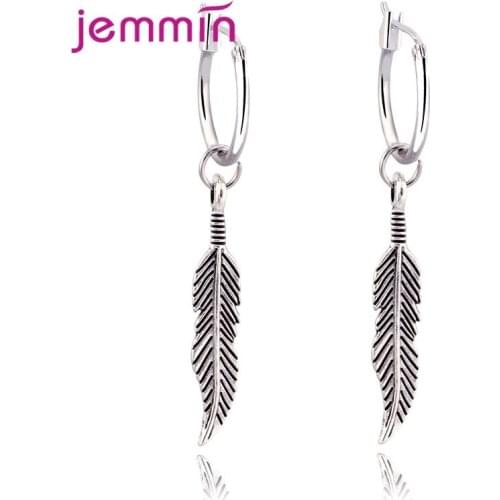 Retro Style High Quality Leaves Shape Dangle Earrings Genuine 925 Sterling Silver Earrings For Women Girls Elegant Jewelry