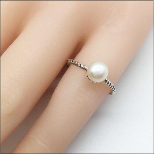 925 pure silver pearl ring women rings Pearl ring bagues pour femme accesorios mujer hip hop vintage ring