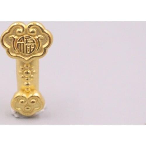 Gold Jewelry Girl Heart 3D Hard Gold Charms For Women Baby Small Ruyi 999 Gold Pendant Fit Chain Jewellery Lucky DIY Bead
