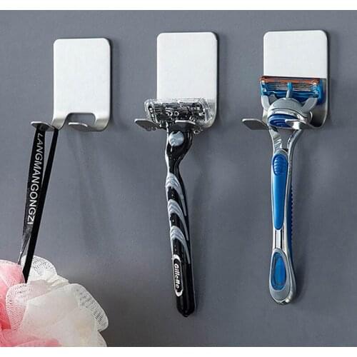 1pcs Multifunctional stainless steel shaver hanger plug hook strong bathroom hook supplies for home bathroom Nail-free