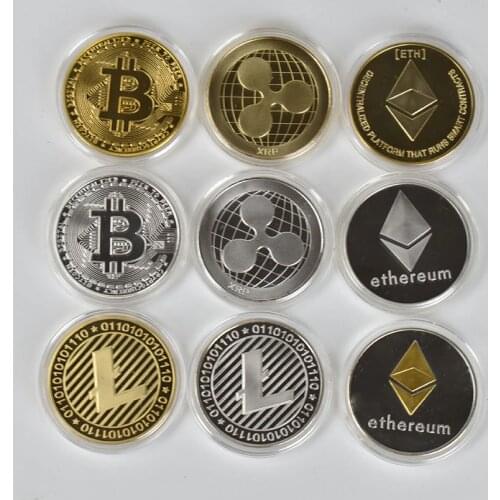 1PC Gold Plated Bitcoin Coin BIT BTC coin Litecoin Ripple Ethereum shiba Cardano IOTA FIL wow doge coin cryptocurrency coin