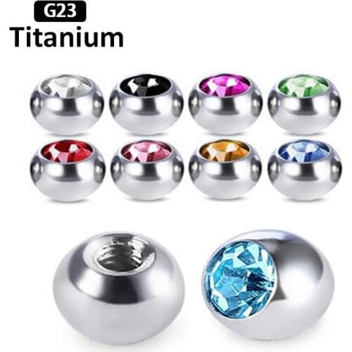 10ps/lot G23 Titanium Piercing Ball F136 Drill CZ Thread Ball Eyebro Labret Bello Nipple Tingue Fashion Piercing Body Jewelry