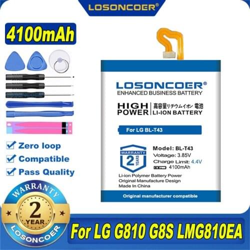 100% Original LOSONCOER BL-T43 4100mAh Battery For LG G810, G8S ThinQ, G8S ThinQ Global, LMG810EA, LMG810EAW, LM-G810EAW LM-G810