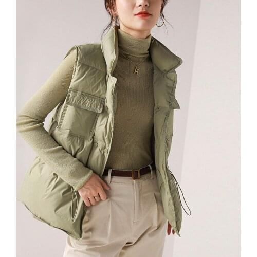 2021 Women White Cotton Padded Vest Female Winter Loose Waistcoat All-Match Jacket Ladies Sleeveless Winter Slim Waistcoats H865