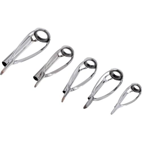 5pcs Fishing Rod Pole Guides SIC Ring Tips Top Eye Rings Repair Kits Mixed Sizes 1.3mm - 3.5mm