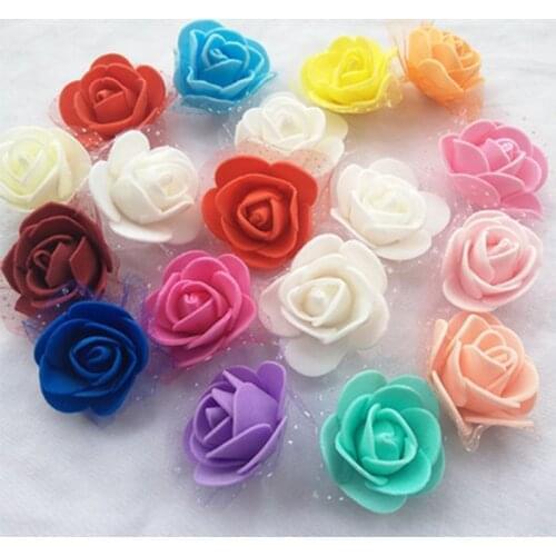 500Pcs 3cm Mini Artificial PE Foam Rose Flower Head Wedding Home Decoration Handmade Fake Flower Ball Craft Party Supplies