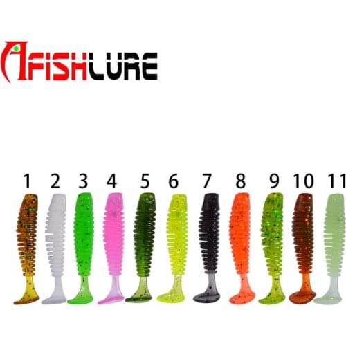 Afishlure 20 Pcs/lot Fishing Lure Mini T Tail Soft Bait 38mm 0.8g SwimBait Plastic Worm Fishing Bait Small Soft Bionic Bait Lure