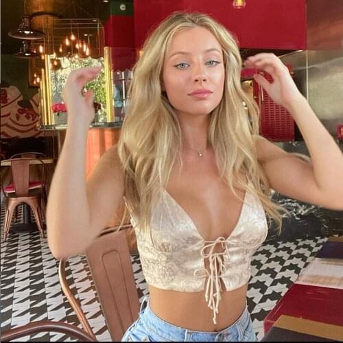 Hollow out Jacquard female camis street romantic Lace up sleeveless croptop leisure Vacation slim tank top 2021 club wear