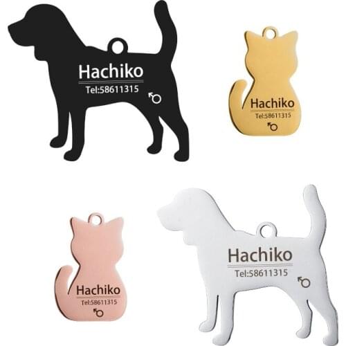 YVYOO Free engraving Pet Dog cat collar accessories Decoration Pet ID Dog Tags Collars stainless steel cat tag customized tag