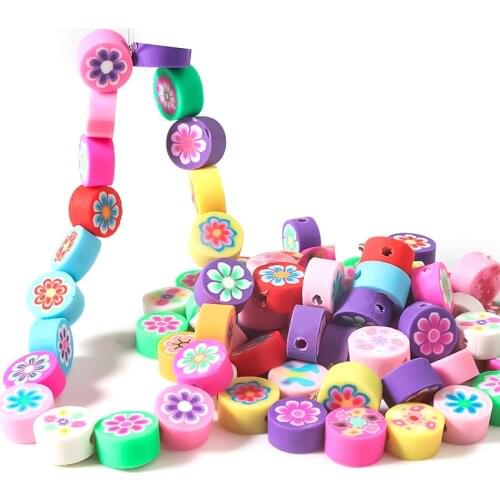 40pcs/Lots 9mm Mix Color Flower Shape Clay Spacer Beads DIY Jewelry Accessories Aperture 2mm Polymer Clay Bead for Bracelet