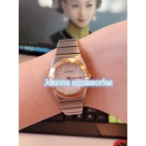 Classic fashion stainless steel Horoscope watch crystal inlay mother of pearl shell date star watches for women men lover