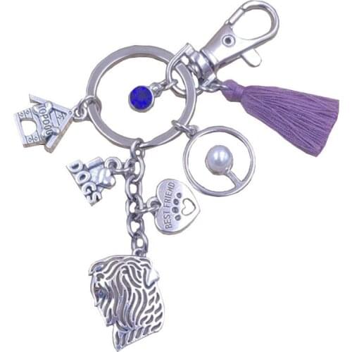 Black Russian Terrier Sun Style Dog Animal Hot Keychain Key Ring Pet Tassels Antique Women Men Jewelry Birthday Gift K179