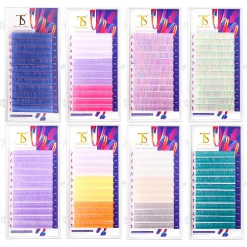 Color Eyelashes Pink/Blue/Purple/Green Individual Eyelash Extension All Size 0.07mm C/D Curl False Color Eye Lashes Makeup Tools
