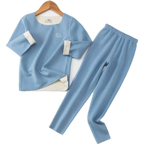 Children Sets Kids Thermal Underwear Solid Cotton O-Collar Childrens Warm Suit Clothes Baby Boys Girls Pajamas