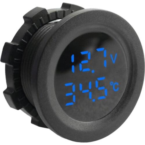 DIY 12V Digital Voltage Temperature Monitor Tester Multimeter Car Motorcycle Battery Voltmeter Thermometer Detector Red Blue
