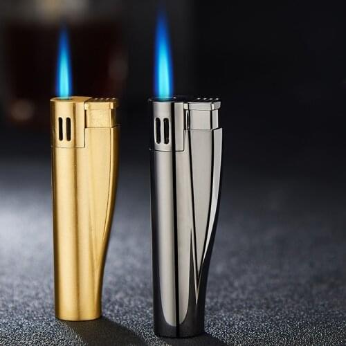 Torch Lighter Creative Portable Cigarette Lighter Metal Windproof Lighter Gas Lighter Cigar Butane Lighters Blue Flame