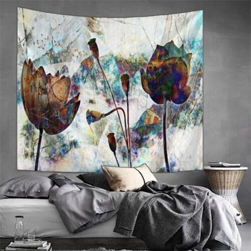 Tapestry Wall Hanging Bed Spread Beach Towel Table Cloth Yoga Mat Home Decoration Retro Floral Design Rectangle 150cmx130cm