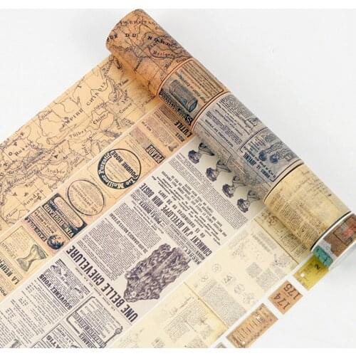 Gothic Paper Washi Tape Vintage Alphabet Number Love Lettering World Map Newspaper Journal Techo Adhesive Masking Tapes Sticker