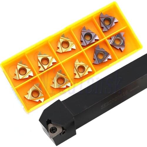 1pc SER1212H SER1616H16 SER2020K16 SER2525M16 Threading Tool Holder 10pcs 16ER AG55 16IR AG60 Carbide Inserts CNC Lathe Tool Set
