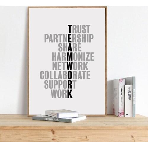 Teamwork Paraphrase Canvas Painting Inspirational Quotes Poster Wall Art Pictures for Office Classroom Laboratory Decoration