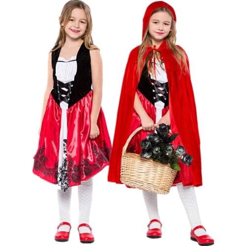Halloween Little Red Riding Hood Costume For Kids Fantasia Children Girls Performance Cosplay Movie character Fancy Dress