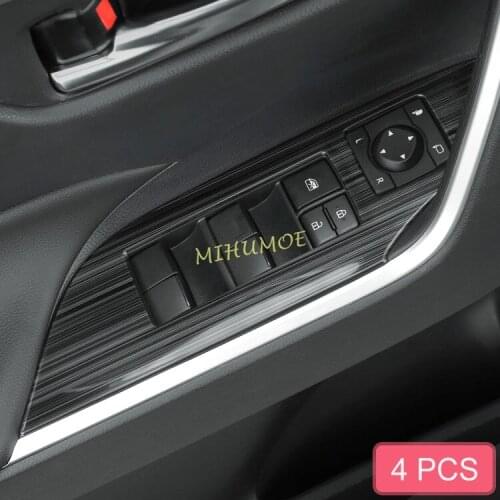 LHD & RHD Black Brushed Steel Interior Door Windows Switch Panel Cover For 2019-2021 Toyota RAV4 Suzuki Across