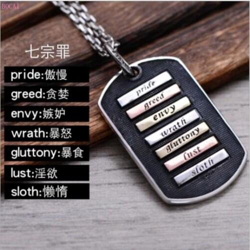 S925 sterling silver pendant for men and women thai silver fashion jewelry retro silver seven sins mens popular d Pendant