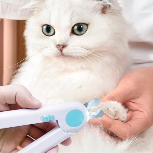 Pet Nail Clipper Stainless Steel Two-color Labor-Saving Nail Clippers LED Light Nail Trimmer Convenient Beauty for Pet Supplies