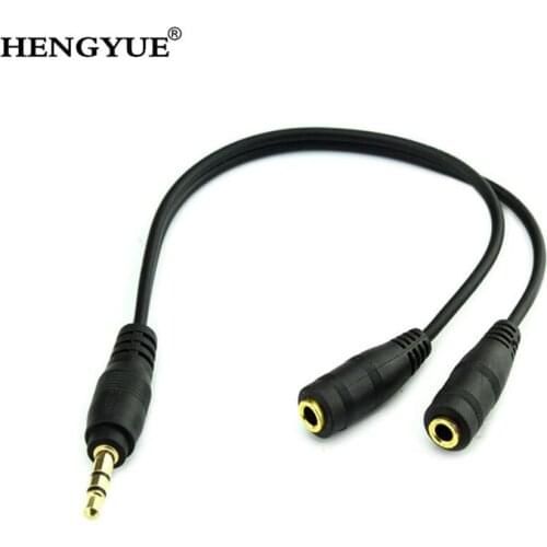 Hot 1pcs Black 3.5mm 1 in 2 Couples Audio Line Earbud Headset Headphone Earphone Splitter For Pad Phone Android Mobile MP3 MP4