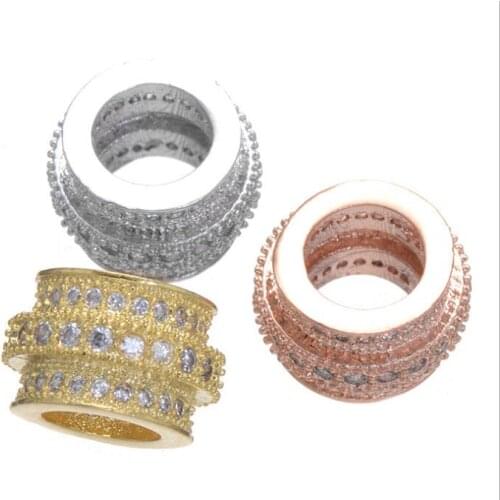 Fashion micro pave CZ big hole copper zircon jewelry accessory fit bracelet one piece mp113