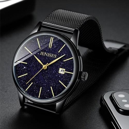 Mens Watches Top Brand Luxury Fashion Starry Sky Watches Waterproof Quartz Watch For Men Stainless Steel Clock Military Watches