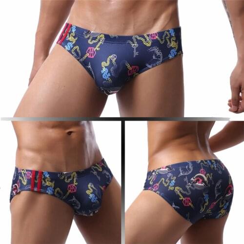 10 Colors Printing Sexy Mens Briefs Breathable Underwear Low Waist Underpants Male Homme Panties Mens Lingerie Beachwear Cueca