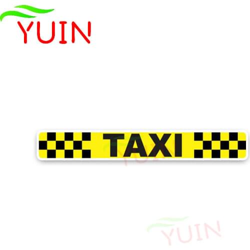 Car Sticker Yellow Checkered TAXI Decals Accessories Fashion PVC Bumper Window Cars-styling Motorcycle Waterproof Decal 20*3cm