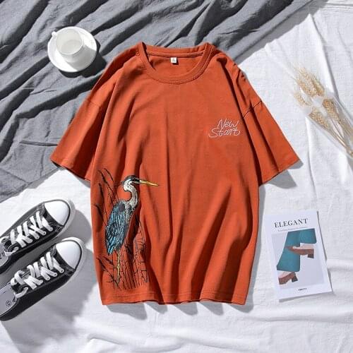 New Loose O-Neck Popular Brand Short-Sleeved Mens&Womens Summer Hip-Hop T-Shirt Japanese Style Printing Couple Short-Sleeved