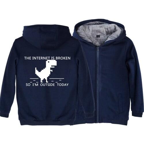 404 Geek The Internet Is Broken So I'm Outside Today Man Boy Parkas Full Zip Coat Plus Velvet Autumn Winter ZIIART