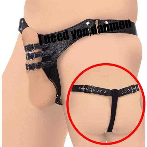 Male Dick-tied Chastity Belt,Leather BDSM Lingerie with Cock Penis Ring,Bondage Gear,Sex Toys For Men