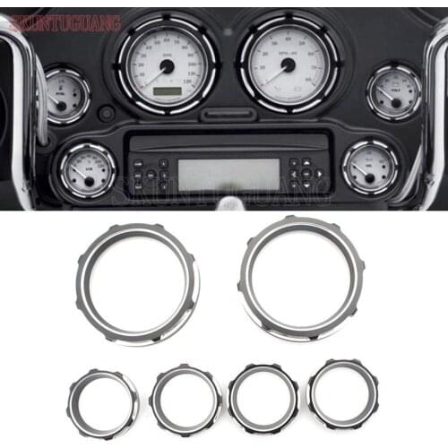 Motorcycle Instrument Board Shallow Cut Gauge Burst Bezel Cover Kit for Harley Road Glide Street Glide 1996 - 2013