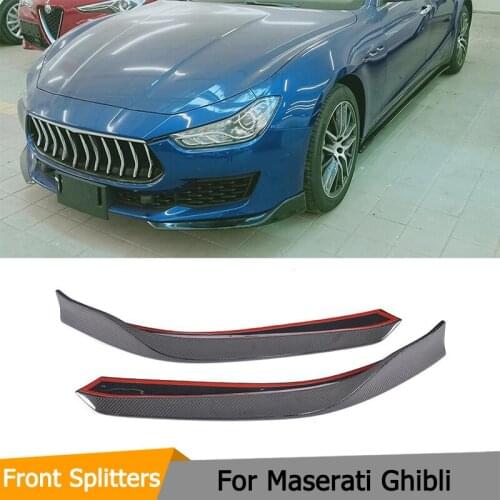 Car Front Bumper Splitters Lip Spoiler For Maserati Ghibli Base Sedan 2018 2019 Front Bumper Lip Splitters Carbon Fiber
