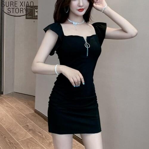 Sexy Club Dresses Women Off Shoulder 2021 New Black Temperament Slash Neck Summer Short Sleeve Sheath Nightclub Mini Dress 14571